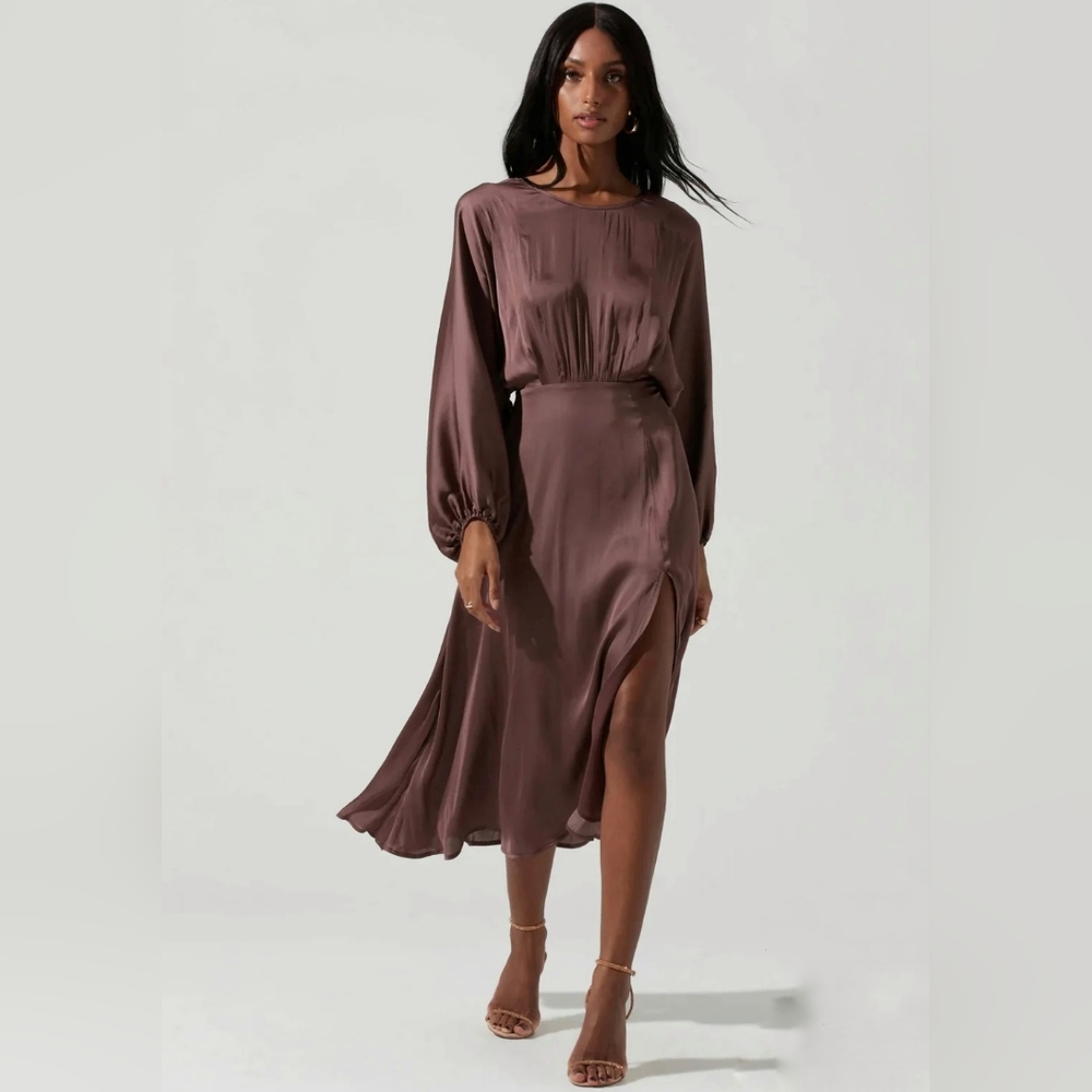 ASTR MARIN DOLMAN SLEEVE MIDI DRESS Color Espresso Size Large